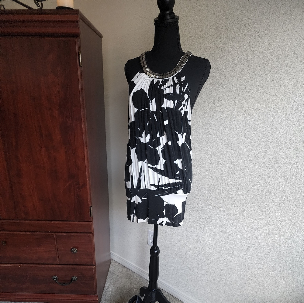 Mini Black/White Floral Dress